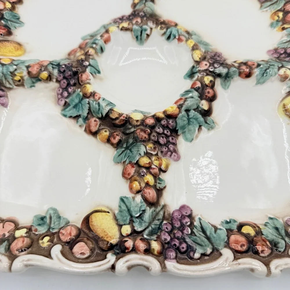 Vintage Lefton Della Robbia Fruit Divided Relish Platter Model 1961 13
